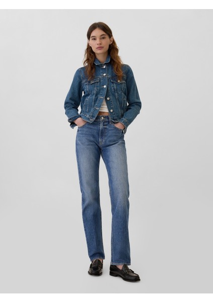 Kadın Koyu Mavi 90's Straight Jean Pantolon