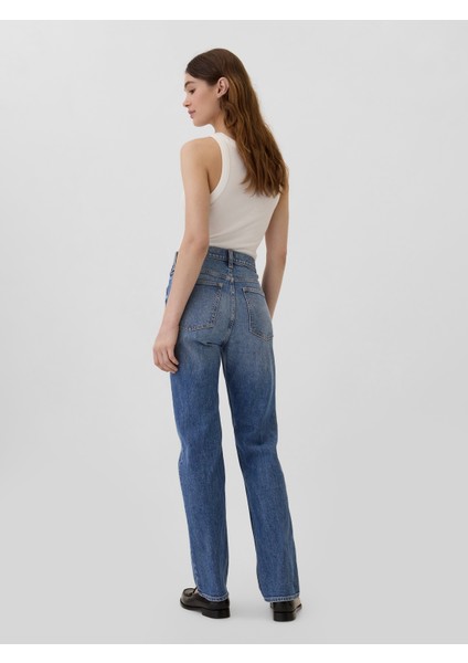 Kadın Koyu Mavi 90's Straight Jean Pantolon