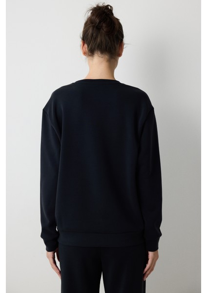 Siyah Bisiklet Yaka Oversize Modal Kısa Sweatshirt fırsatları