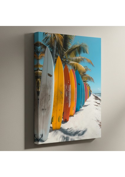 Tropikal Plaj Sörf Tahtaları Soyut Sanat Tablosu