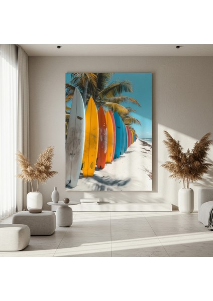 Tropikal Plaj Sörf Tahtaları Soyut Sanat Tablosu fırsatları