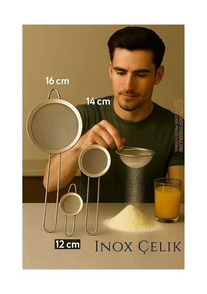 Inox Süzgeç Seti - 3 Boy Çok Amaçlı Süzgeç 304 Çelik Profesyoneller Için fiyatları