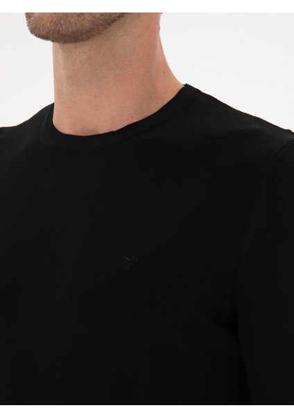 Erkek Siyah Slim Fit Bisiklet Yaka Triko Kazak 50316331-VR046