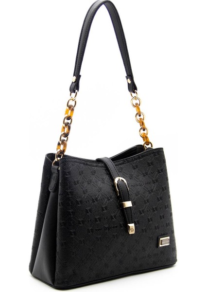 Siyah Üç Bölmeli Kadın Omuz Çantası SP974 modelleri