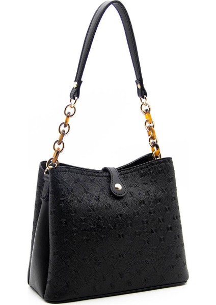 Siyah Üç Bölmeli Kadın Omuz Çantası SP974 indirimleri