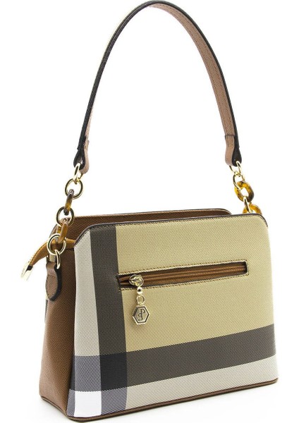 Bej Üç Bölmeli Kadın Omuz Çantası SP937 modelleri