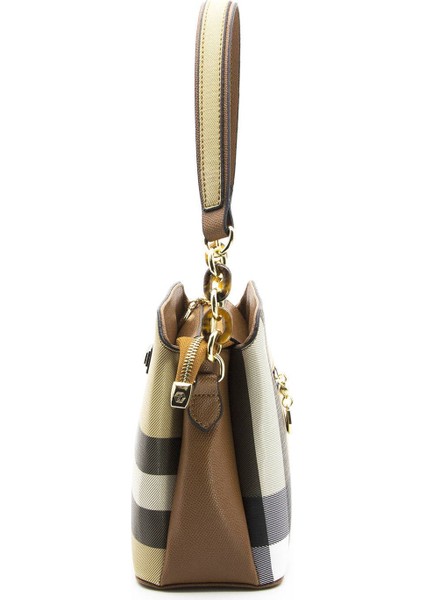 Bej Üç Bölmeli Kadın Omuz Çantası SP937 fırsatları