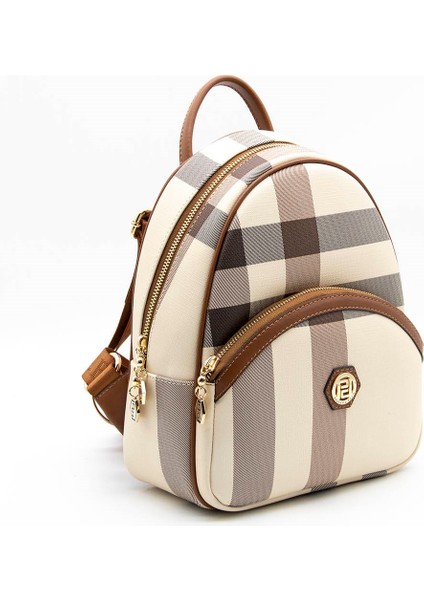 Krem Tek Bölmeli Kadın Sırt Çantası SP945 modelleri