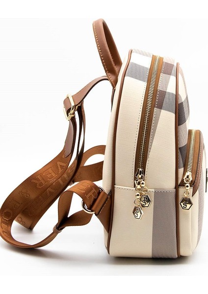Krem Tek Bölmeli Kadın Sırt Çantası SP945 fırsatları