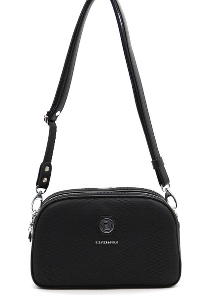 Siyah Üç Bölmeli Kadın Çapraz Çanta/postacı Çantası SP745