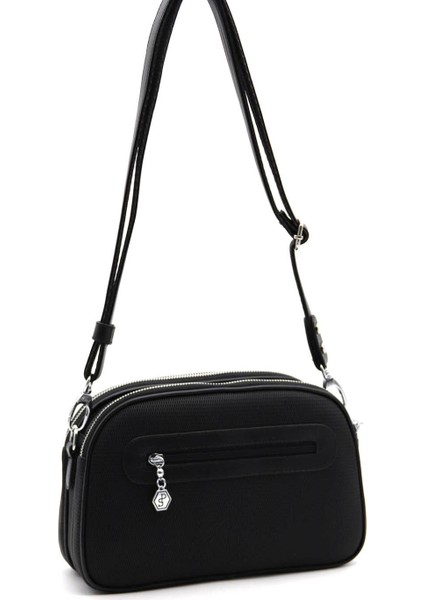 Siyah Üç Bölmeli Kadın Çapraz Çanta/postacı Çantası SP745 fırsatları