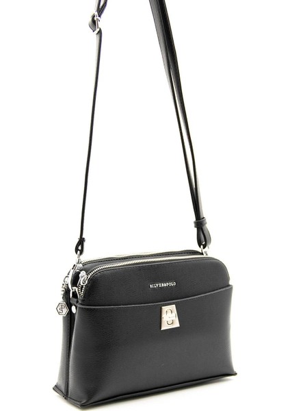 Siyah Üç Bölmeli Kadın Çapraz Çanta/postacı Çantası SP623 indirimleri