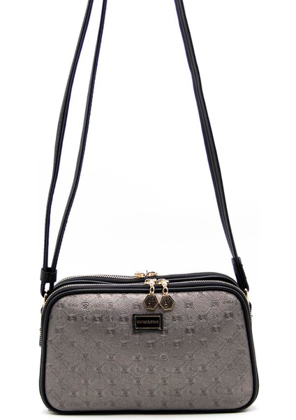 Platin Üç Bölmeli Kadın Çapraz Çanta/postacı Çantası SP899