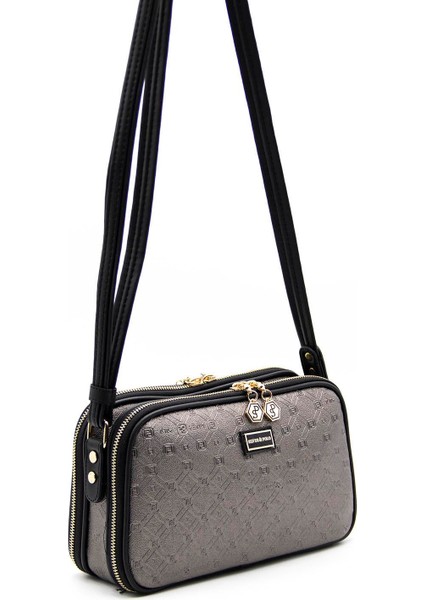 Platin Üç Bölmeli Kadın Çapraz Çanta/postacı Çantası SP899 fiyatları