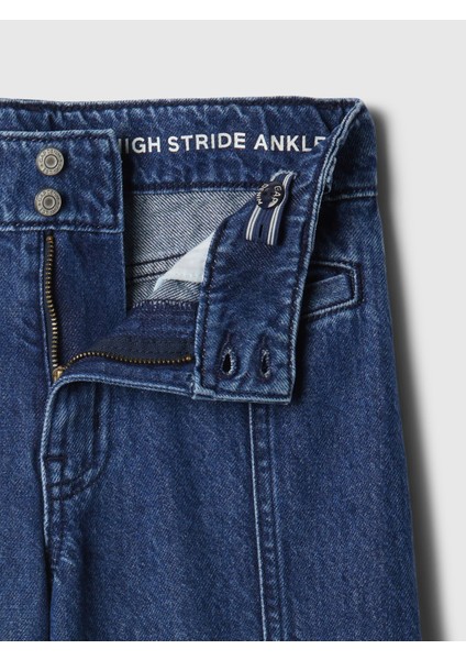 Kız Çocuk Lacivert High Rise Stride Wide-Leg Ankle Jean Pantolon