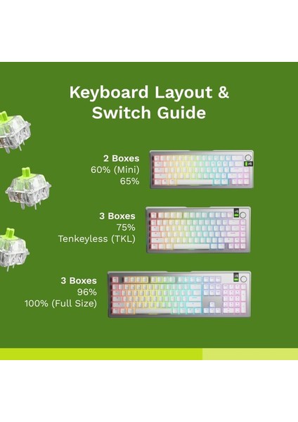 36 Adet Raptor Mekanik Klavye Anahtarları (Clicky) - Gmmk 3 Klavyeler ve Gmmk Numpad'lerle Uyumlu, Net Geçiş, Maksimum Rgb Için Şeffaf Tasarım, 55 G Etkinleşme, 5 Ayaklı - Gresli modelleri