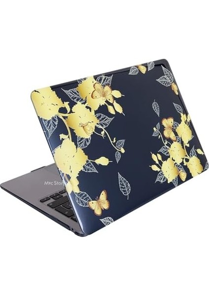 Macbook Air M1 Kılıf 13 Inç Kristal FLOWER01NL (Touchıd'li M1 Air) A2337 A2179 A1932 ile Uyumlu Sarı modelleri