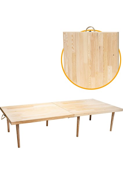 Katlanır Kamp, Piknik ve Bahçe Masası 70X150 cm - Ham Naturel Renk