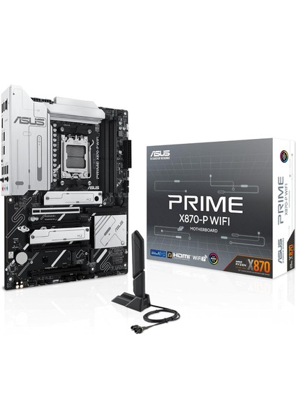 Prıme X870-P Wıfı Amd X870 Am5 Ddr5 8000 HDMI 2xusb4 4x M2 Usb3.2 Wifi 7 + Bt Aura Rgb 2.5gbit Lan Atx 14+2+1(80A) Güç Aşamaları, Çift Usb4, Gelişmiş Aı Bilgisayarları Için Hazır Anakart
