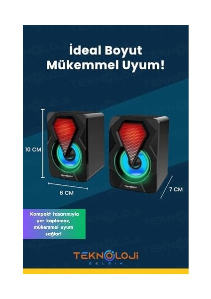 Hoparlörü LED Işıklı Rgb Laptop Pc Uyumlu 1+1 Speaker modelleri