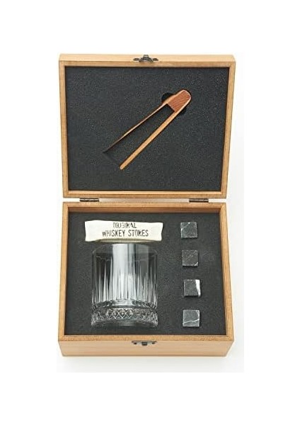 Babaya Hediye Ahşap Kutulu Tekli Glasgow Viski Kadeh Seti + 4 Soğutucu Taş Seti modelleri