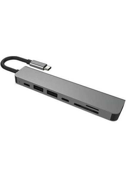 Macbook Pro Huawei Dell Uyumlu Type C To 4K HDMI + USB 3.0 + Sd/tf + Pd + Type-C, Taşınabilir 7in1 Adaptör modelleri
