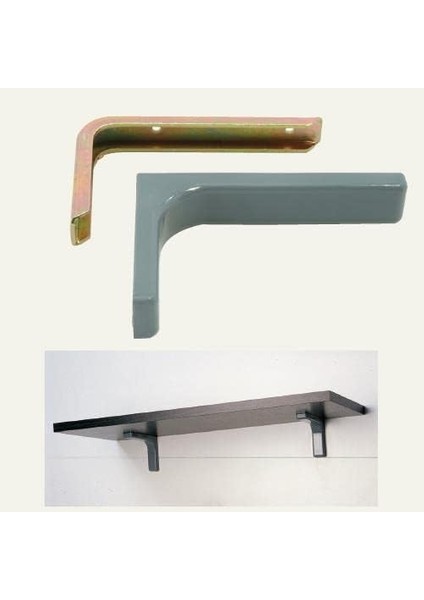Hırdavat Duvar Raf Altı Bağlantı Kapaklı 12CM (2 Adet) Gri