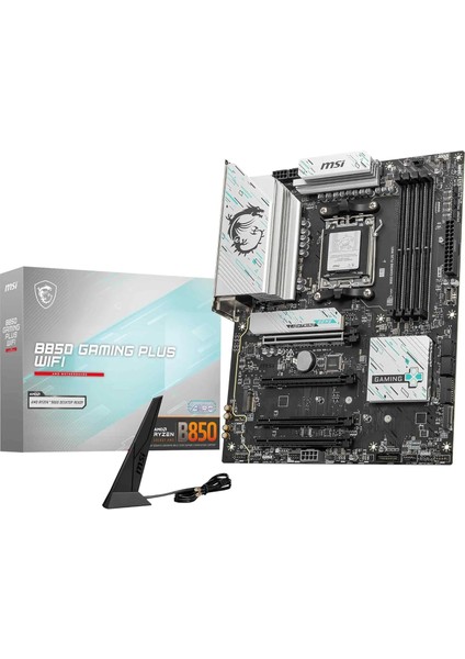 B850 Gamıng Plus Wıfı Anakart, Atx - Amd Ryzen 9000/8000 / 7000 Işlemcileri, Am5 - Ddr5 Bellek Arttırma 8200+ Mt/s (Oc), Pcıe 5.0 X16 ve 4.0 X16, M.2 Gen5, Wi-Fi 7, 5g Lan'ı Destekler