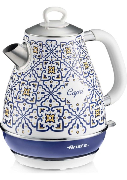 Capri Elektrikli Su Isıtıcı 1,7 Litre Kettle 2869/0C - Paslanmaz Çelik Gövde, Handmade Decoration, 2000 Watt, Otomatik Kapanma, 360° Kablosuz Taban