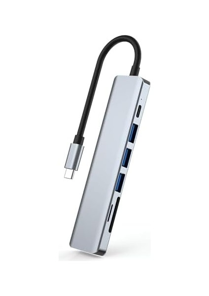 Macbook Pro Air Uyumlu 7in1 Type-C 7 Port Çevirici Hub HDMI Sd Kart USB 3.0 Pd Type-C Dönüştürücü modelleri