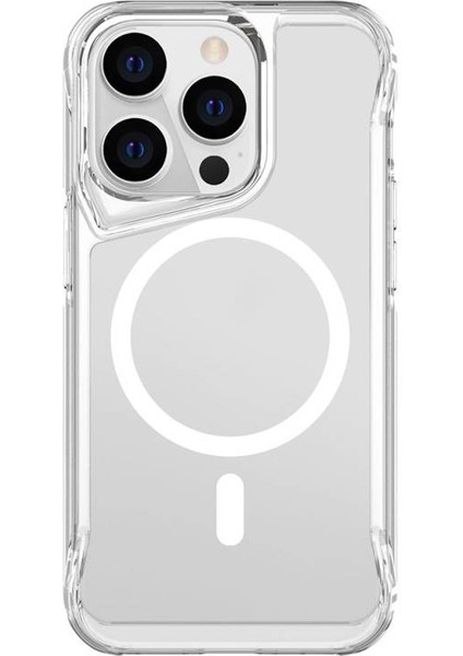 iPhone 14 Pro Max Kılıf Ultra Koruma Sağlayan Magsafeli Obdisian Premium Sert Şeffaf Silikon Kapak