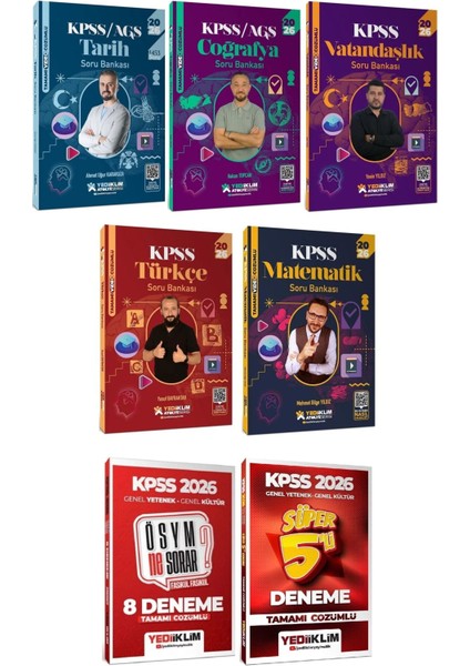 Yediiklim 2026 Kpss Genel Yetenek Genel Kültür Atölye Soru Bankası + 8+5 Deneme 7 Li Set Yediiklim Yayınları