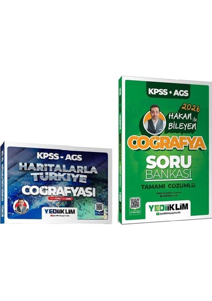 Yediiklim 2026 Kpss Meb-Ags Haritalarla Türkiye Coğrafyası + Soru Bankası 2 Li Set - Hakan Bileyen Yediiklim Yayınları