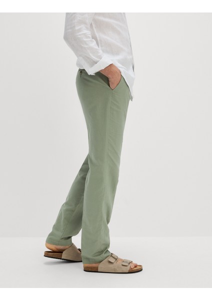 Regular Fit Keten Karışımlı Chino