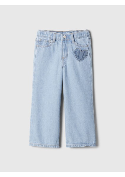 Kız Bebek Açık Mavi Wide Leg Jean Pantolon