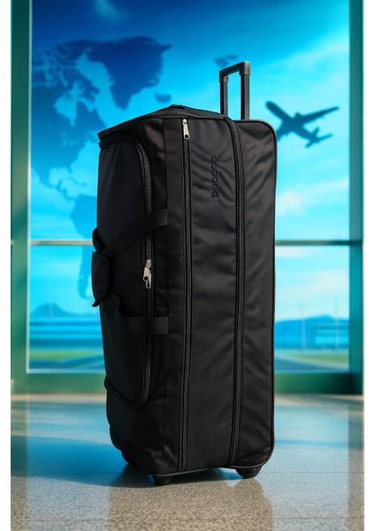 Tekerlekli Genişleyebilir Battal Boy Seyahat Valizi Siyah