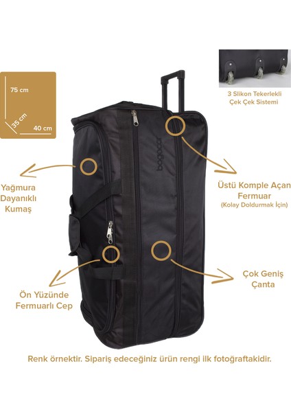 Tekerlekli Genişleyebilir Battal Boy Seyahat Valizi Siyah indirimleri