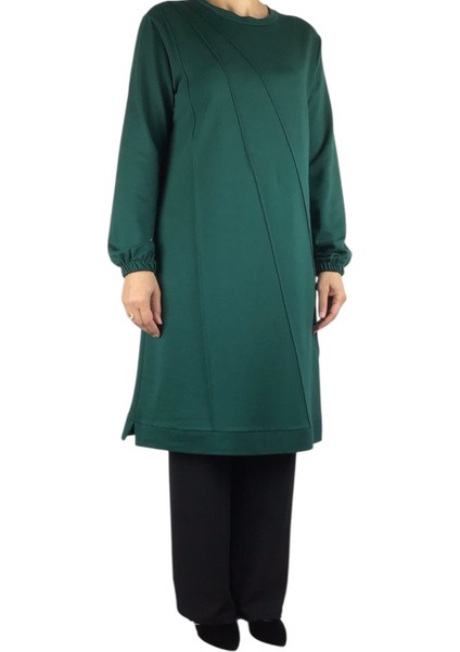 Kadın Önü Dikişli Kolları Lastikli Etek Ucu Bantlı Kristal Iki Iplik Mevsimlik Tunik fiyatları