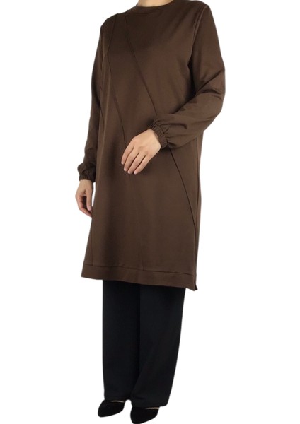 Kadın Önü Dikişli Kolları Lastikli Etek Ucu Bantlı Kristal Iki Iplik Mevsimlik Tunik fiyatları