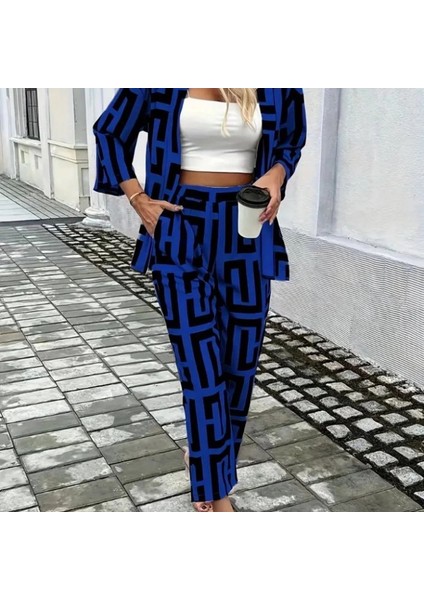 Mdb Kadın Uzun Kollu Önü Açık Desenli Iki Iplik Ceket ve Pantolon Ikili Takım fiyatları