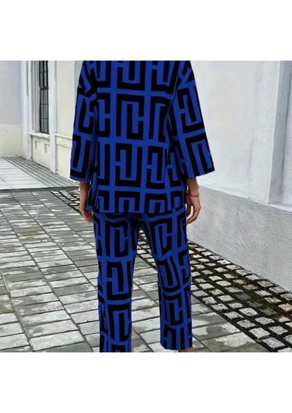 Mdb Kadın Uzun Kollu Önü Açık Desenli Iki Iplik Ceket ve Pantolon Ikili Takım modelleri