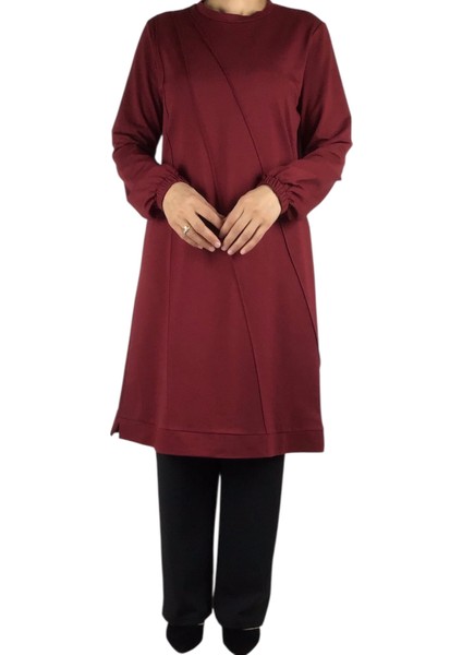 Kadın Önü Dikişli Kolları Lastikli Etek Ucu Bantlı Kristal Iki Iplik Mevsimlik Tunik fiyatları