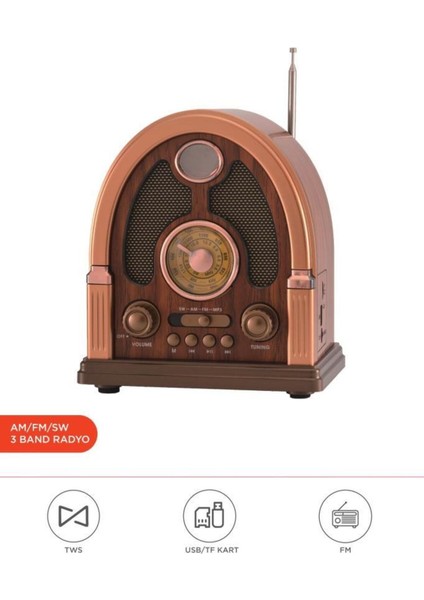 D58 Nostalji Radyo Kablosuz Bluetooth Hoparlör