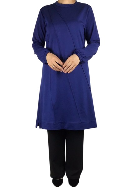 Kadın Önü Dikişli Kolları Lastikli Etek Ucu Bantlı Kristal Iki Iplik Mevsimlik Tunik fiyatları