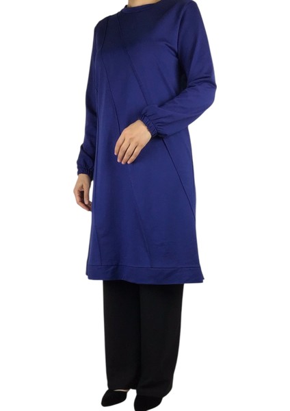 Kadın Önü Dikişli Kolları Lastikli Etek Ucu Bantlı Kristal Iki Iplik Mevsimlik Tunik modelleri