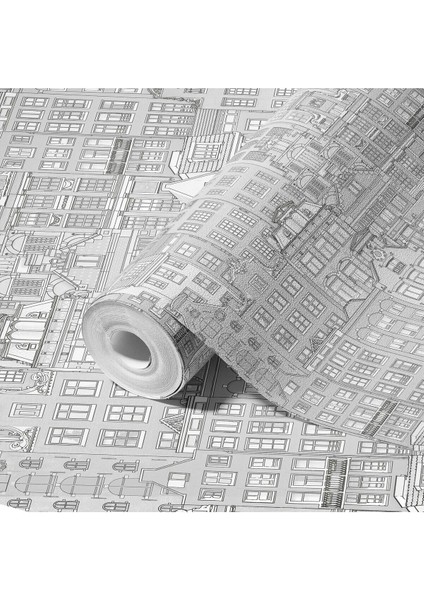 Şehir Desenli Düz Sade Duvar Kağıdı 16,5 M², Silinebilir - Roka 23115-1 fiyatları