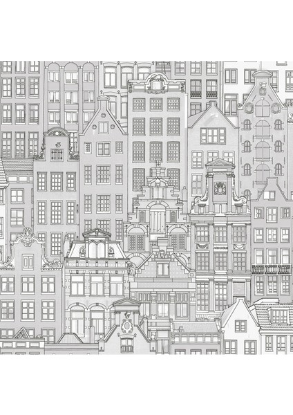 Şehir Desenli Düz Sade Duvar Kağıdı 16,5 M², Silinebilir - Roka 23115-1