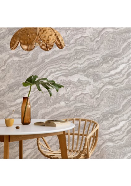 Mermer Desenli Düz Sade Duvar Kağıdı 16,5 M², Silinebilir - Roka 23102-2