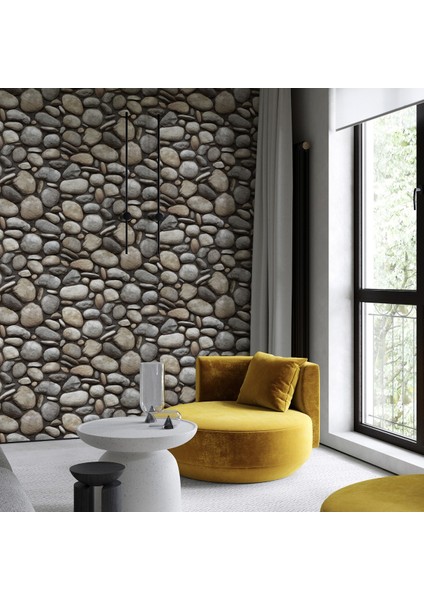 Doğal Taş Desenli Düz Sade Duvar Kağıdı 16,5 M², Silinebilir - Roka 23113-3