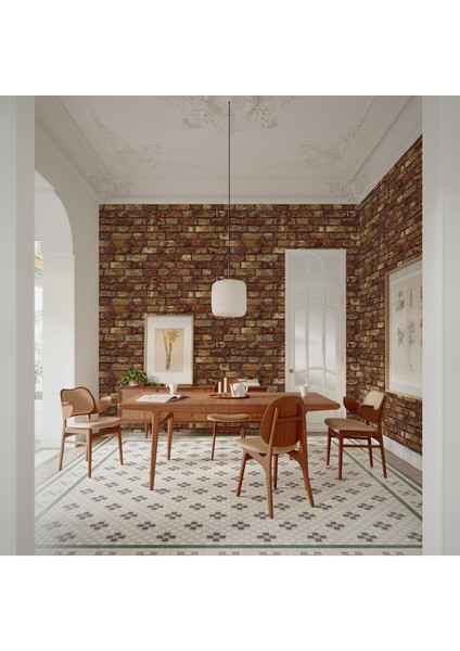 Taş Desenli Kahverengi Duvar Kağıdı 16,5 M², Silinebilir - Roka 23104-4